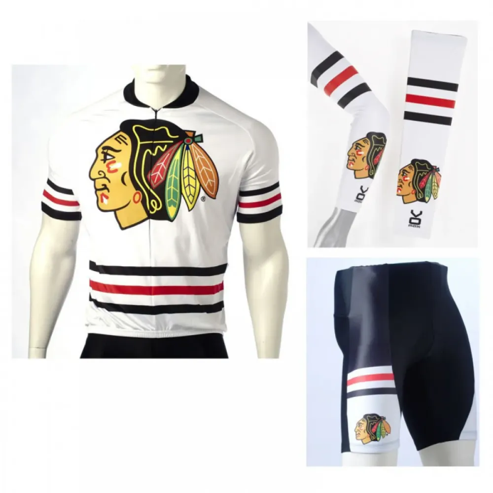 NHL Chicago Blackhawks Cycling Jerseys Bib Shorts Arm Warmers