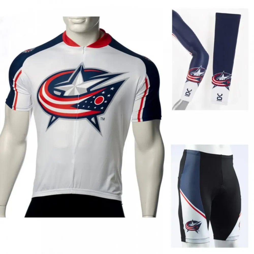 NHL Columbus Blue Jacket Cycling Jerseys Bib Shorts Arm Warmers
