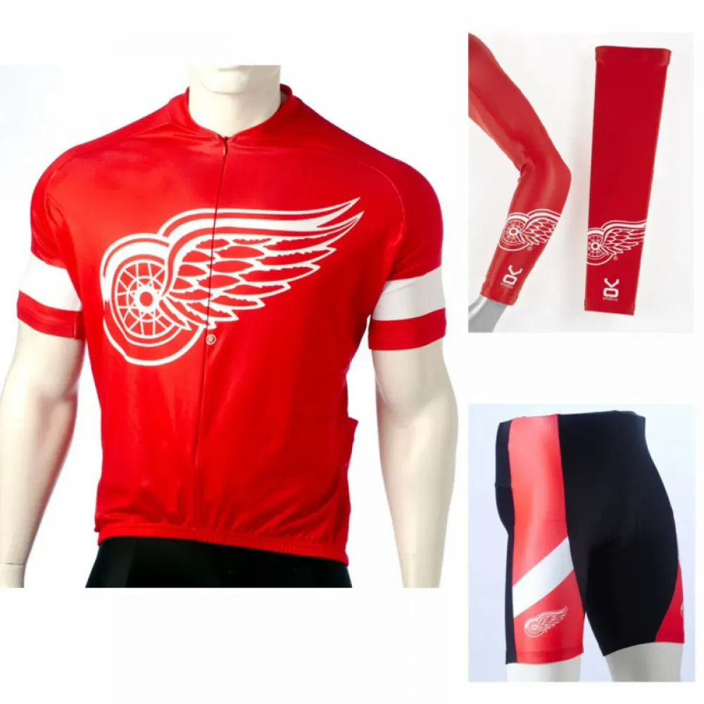 NHL Detroit Red Wings Cycling Jerseys Bib Shorts Arm Warmers