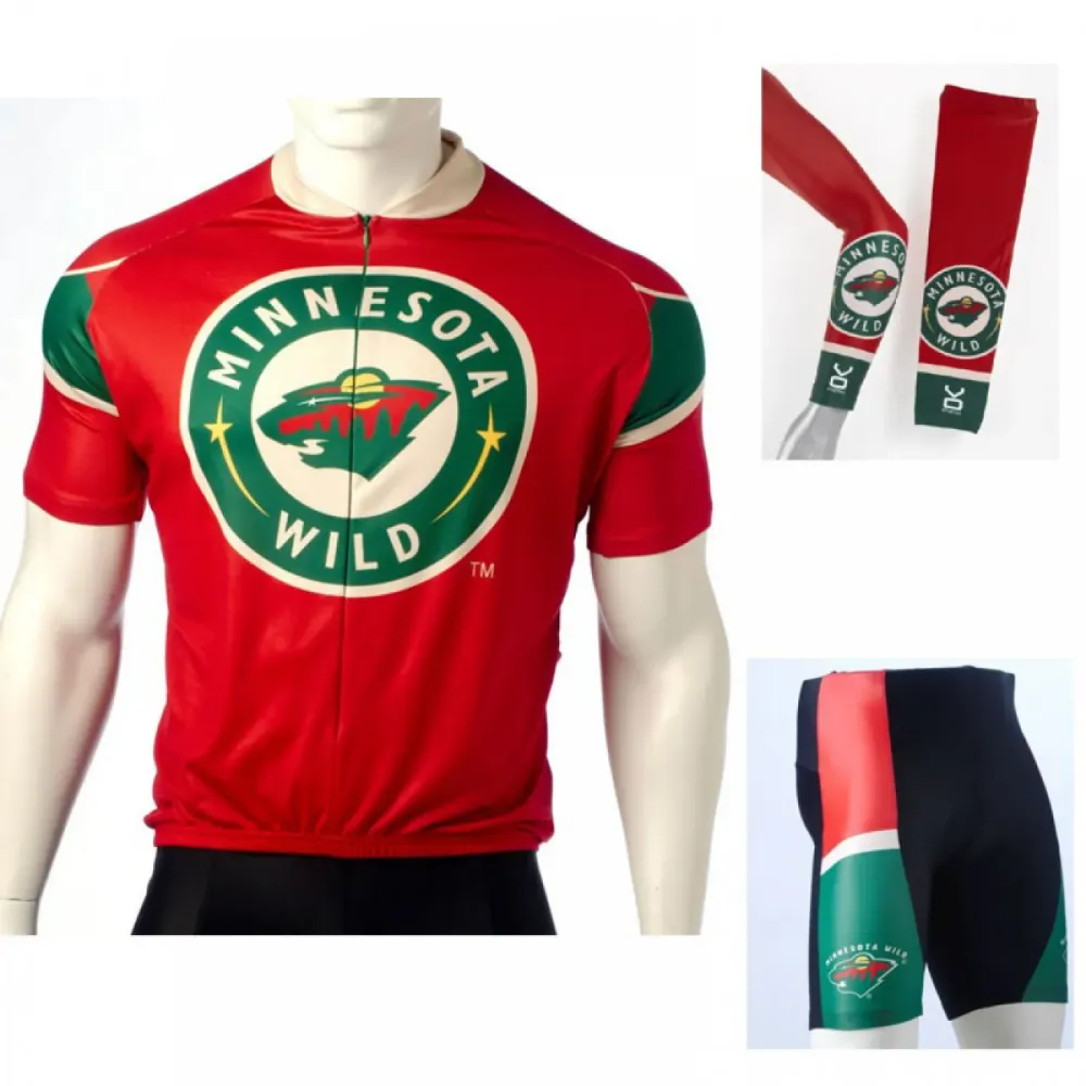 NHL Minnesota Wild Cycling Jerseys Bib Shorts Arm Warmers