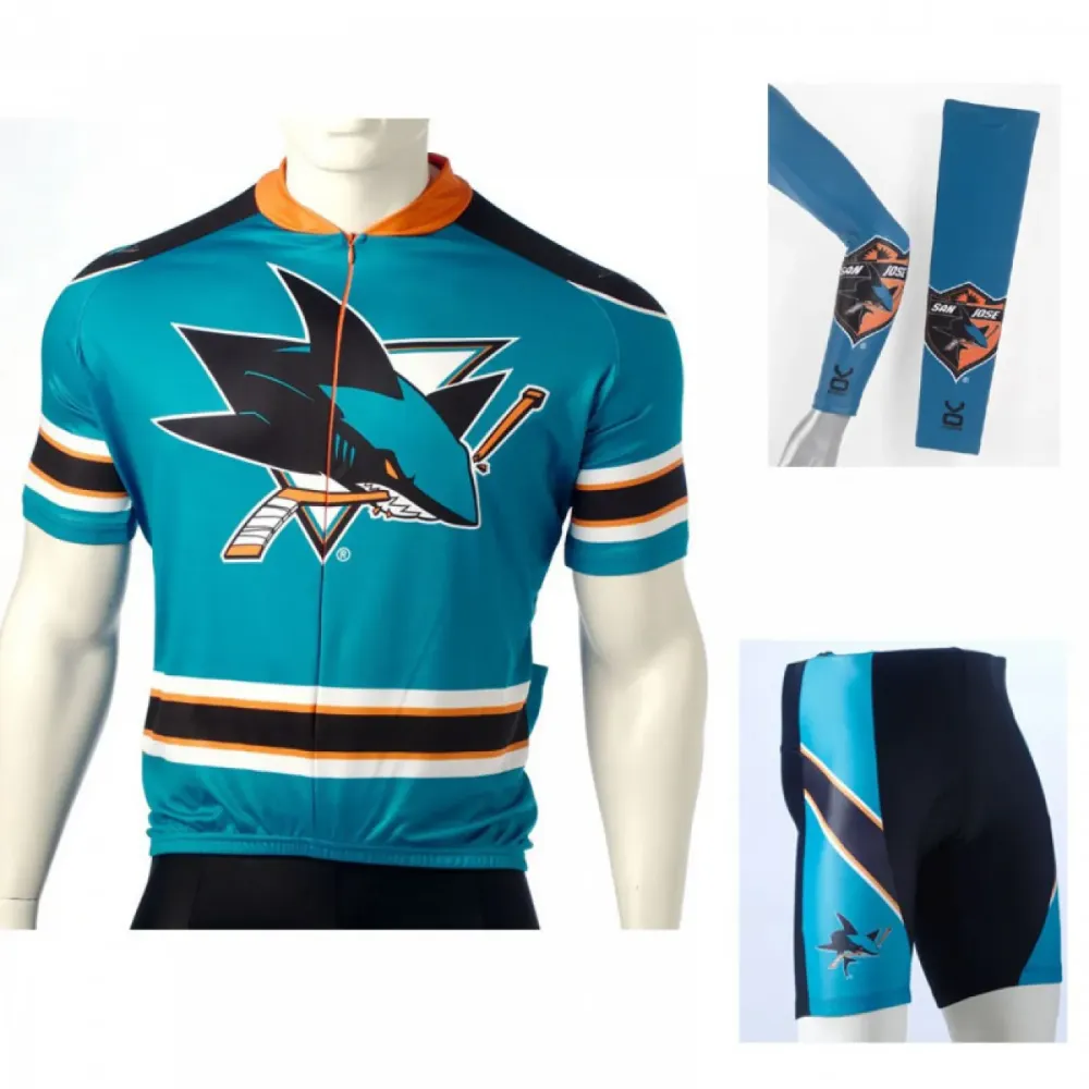 NHL San Jose Sharks Cycling Jerseys Bib Shorts Arm Warmers